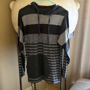 Airwalk Men's Hoodie Sweater in Gray and Black Stripes